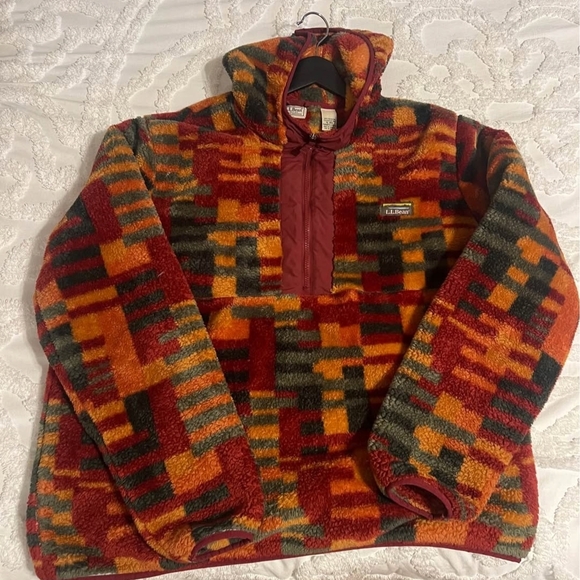 Men's L.L.Bean Hi-Pile Fleece Hoodie, Print XL - Picture 4 of 9